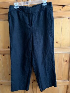 Talbots Black Wide-Leg Linen Pants